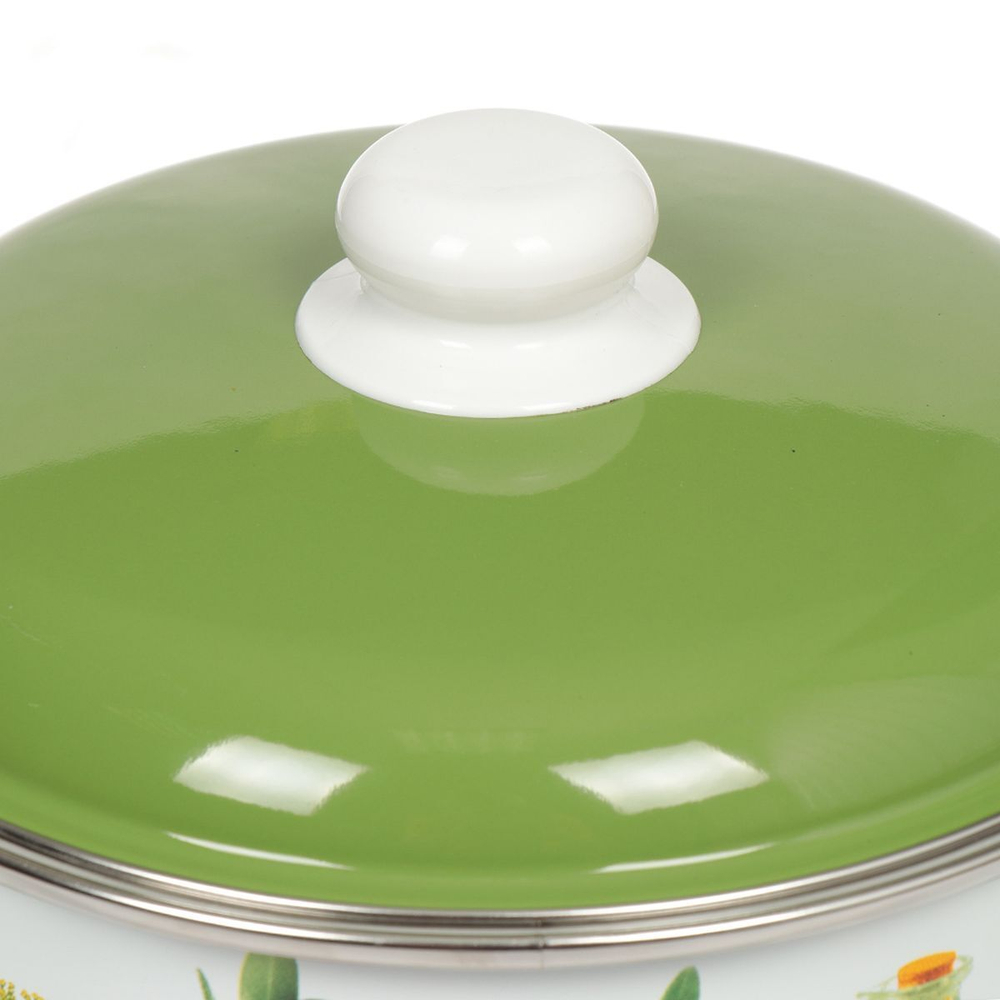 Кастрюля сталь, эмал, 5.5 л, с крыш, СтальЭмаль, Европейская кухня белоснежная, 1с47я, индукц