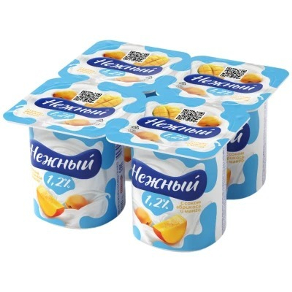 Йогурт Нежный с соком абрикоса-манго 1,2% 100г