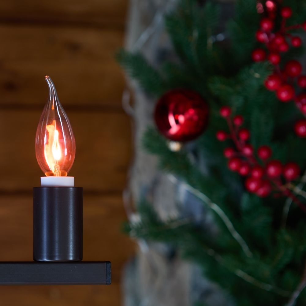 IL-N-CW35-3-RED-FLAME-E14-CL Лампа декоративная с типом свечения эффект пламени. Форма свеча на ветру. прозрачная. Картон. ТМ Uniel.