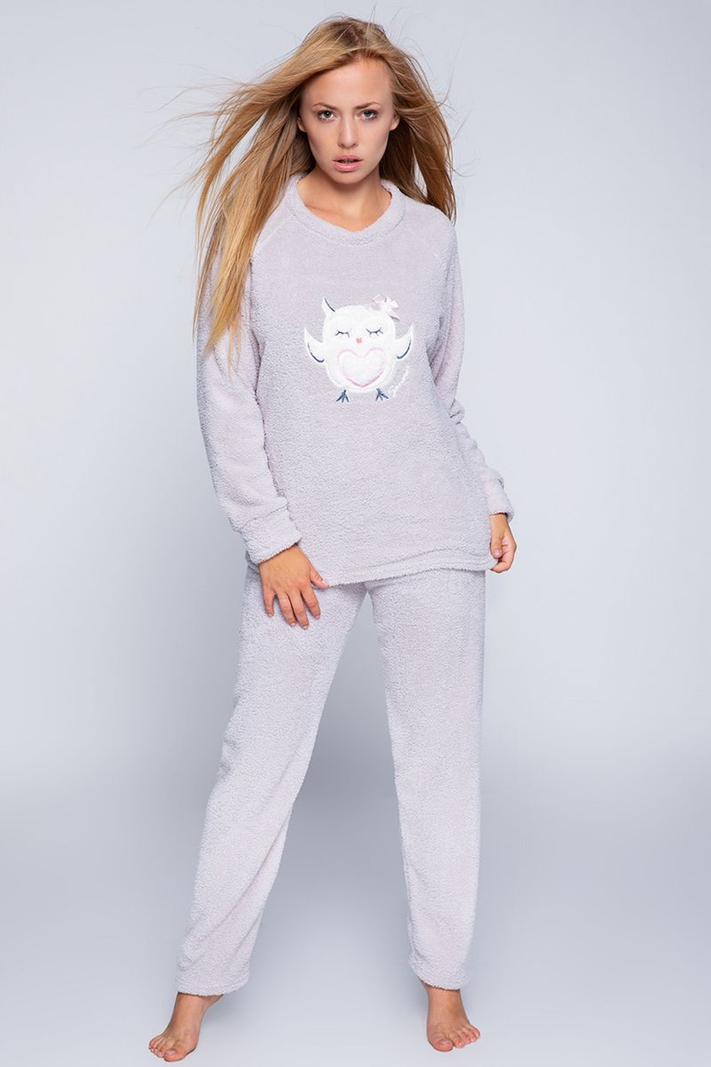 Плюшевая женская пижама Elene с брючками (Размер: S) (Цвет: кофейный)