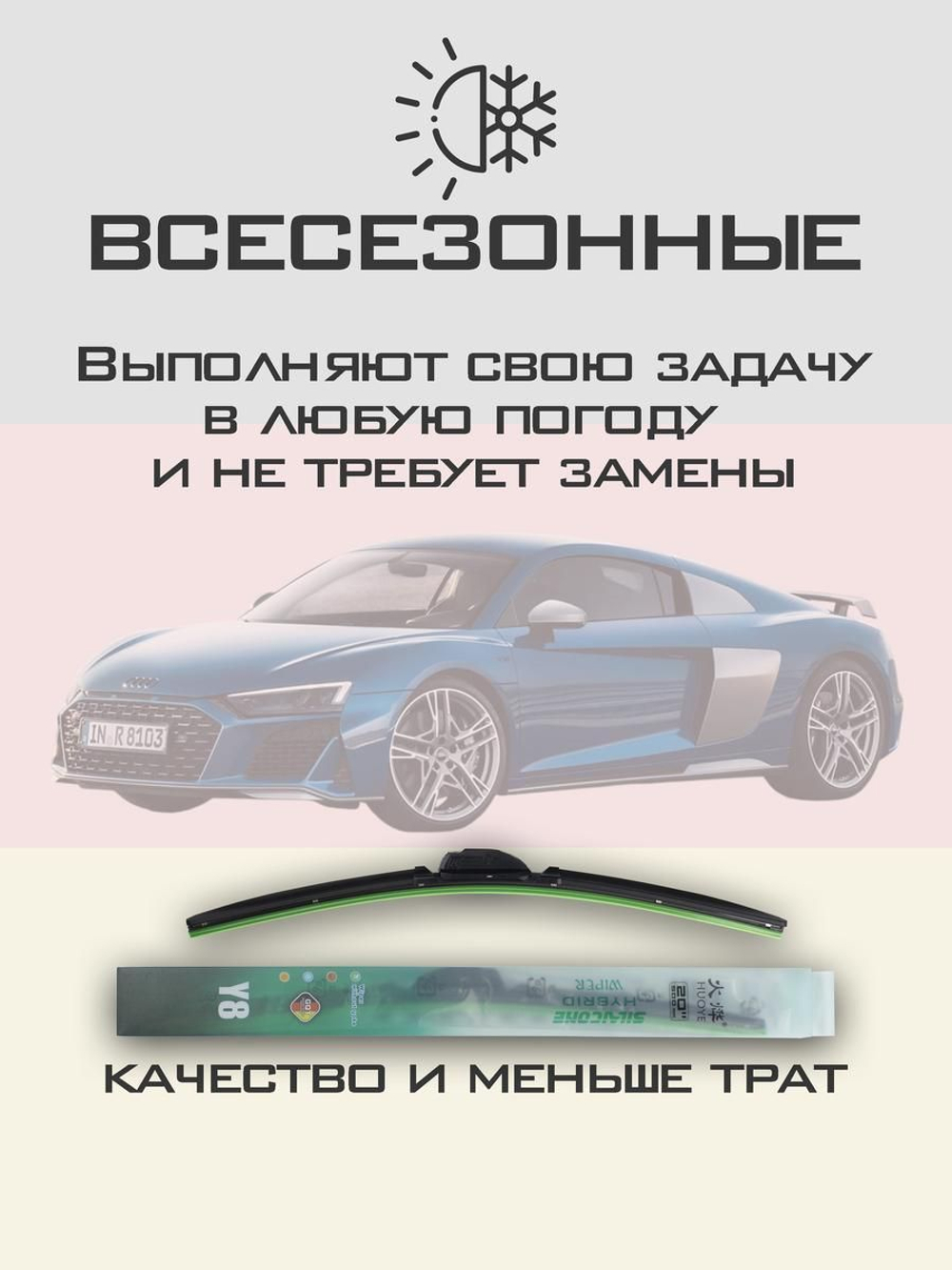 Щетки стеклоочистителя HUOYE Y8 550/600 мм на Audi R8 | Push button
