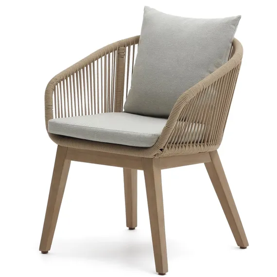 Portalo Стул из бежевого шнура с ножками из массива акации