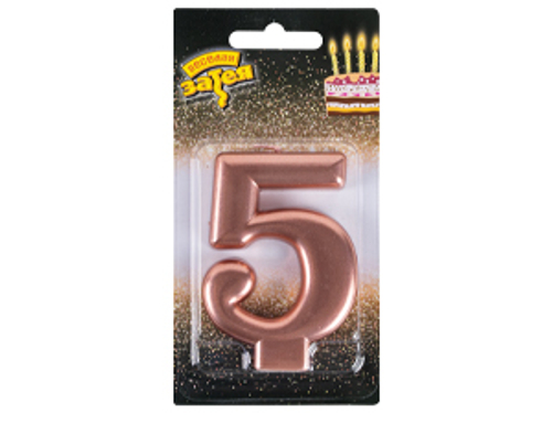 Свеча-цифра "5" Розовое золото 