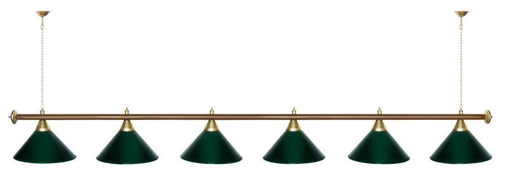 Лампа STARTBILLIARDS 6 пл. (плафоны золотые,штанга золотая,фурнитура золото)