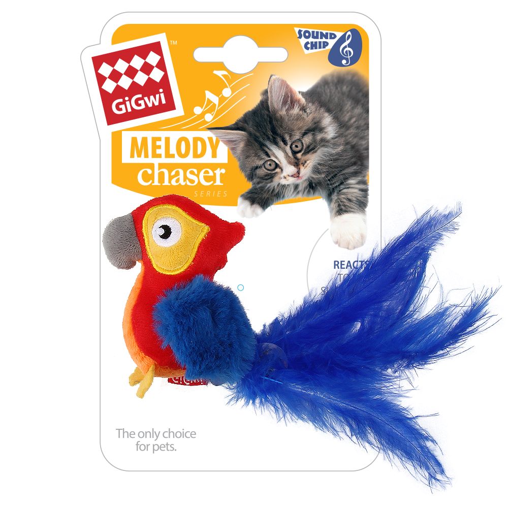 Gigwi MELODY CHASER Игрушка для кошек Попугай со звуковым чипом 12см