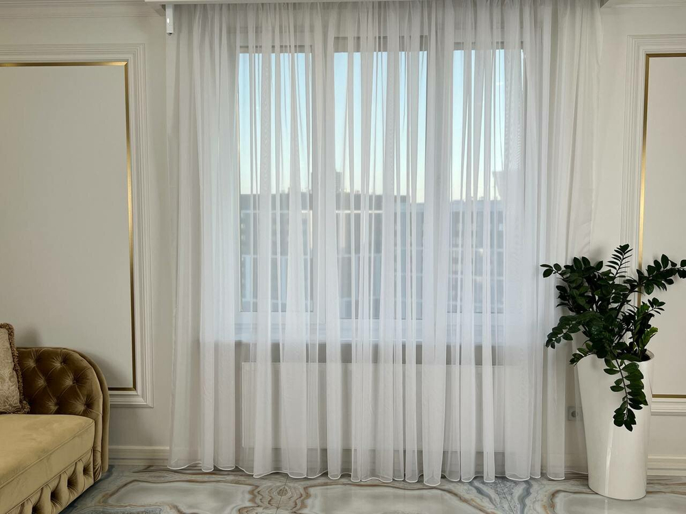 Тюль INVA с утяжелителем 320х600/молочная