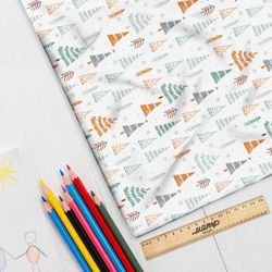 Ткань шелк Армани нарисованный лес