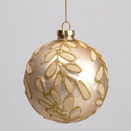 Елочное украшение Шар шампань стекло 10 см