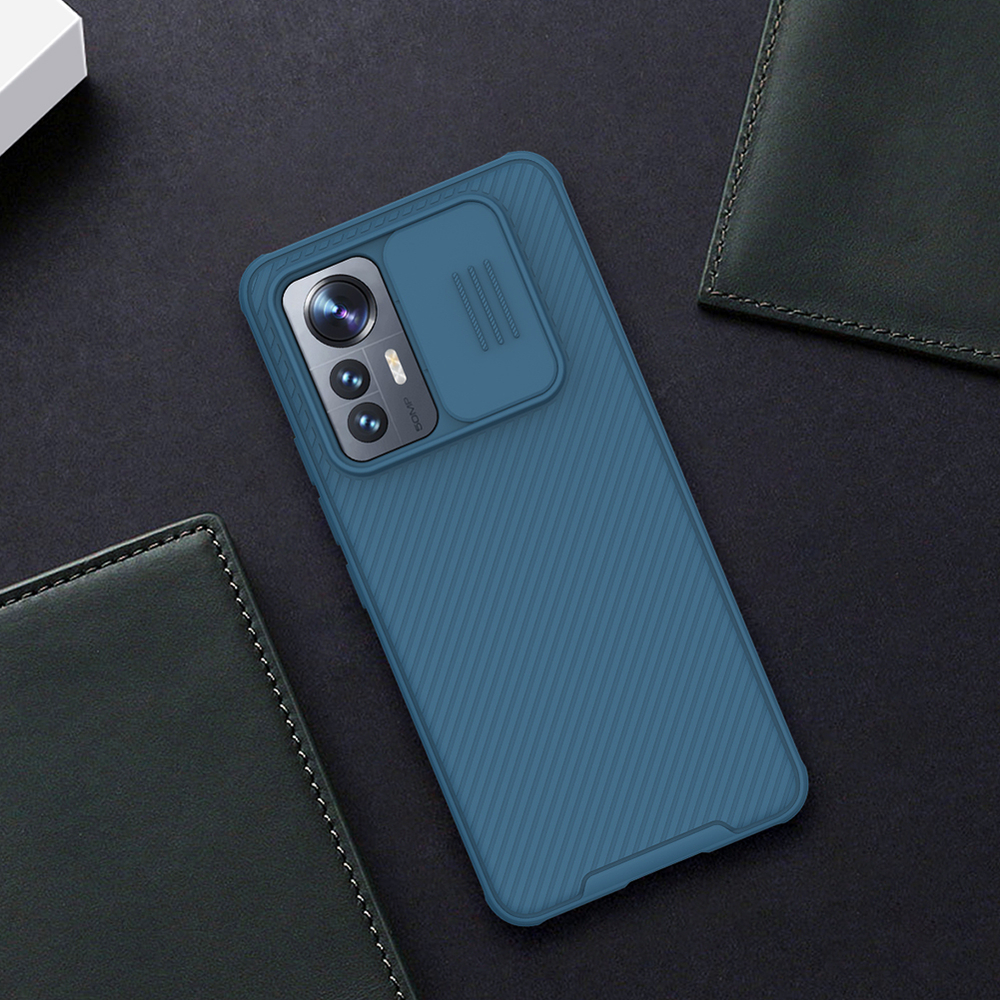 Синий усиленный чехол от Nillkin CamShield Pro Case для смартфона Xiaomi Mi 12 Lite 5G, с защитной шторкой для камеры