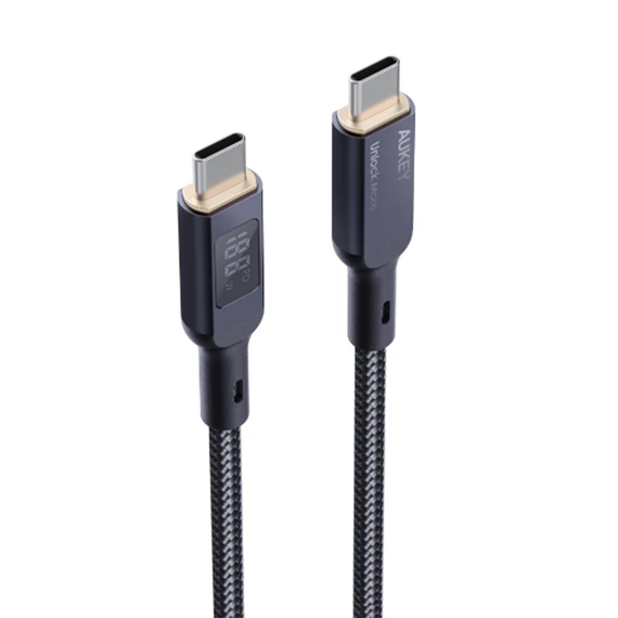 Кабель Aukey USB-C to USB-C 100 Вт 5А LCD Display 1 м (СB-MCC101) черный