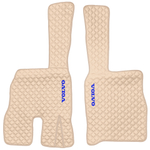 Ковры VOLVO FM до 2008 года (экокожа, бежевый, бежевый кант, синяя вышивка)