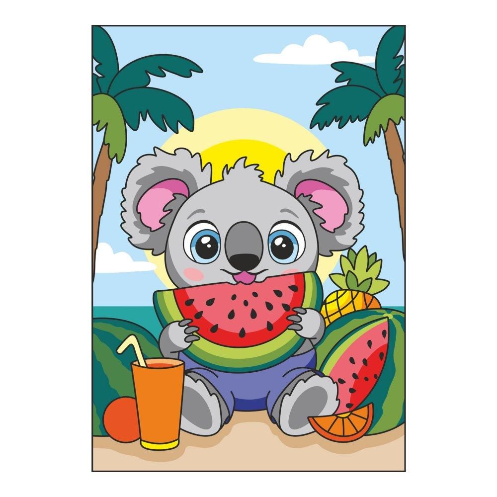 Картина по номерам для малышей на картоне 20х30 "Коала с арбузом" (Lori) Картина по номерам для малышей на картоне 20х30 "Коала с арбузом" (Lori)