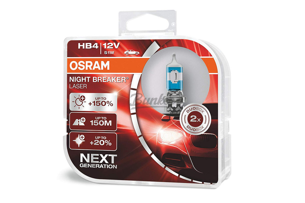 Галогеновые лампы Osram Night Breaker Laser +150% HB4,12V