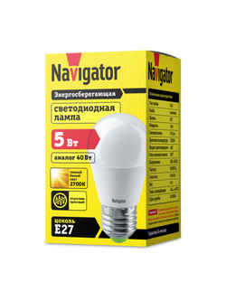 Лампа светодиодная 94 477 NLL-P-G45-5-230-2.7K-E27 5Вт шар 2700К тепл. бел. E27 330лм 176-264В Navigator 94477