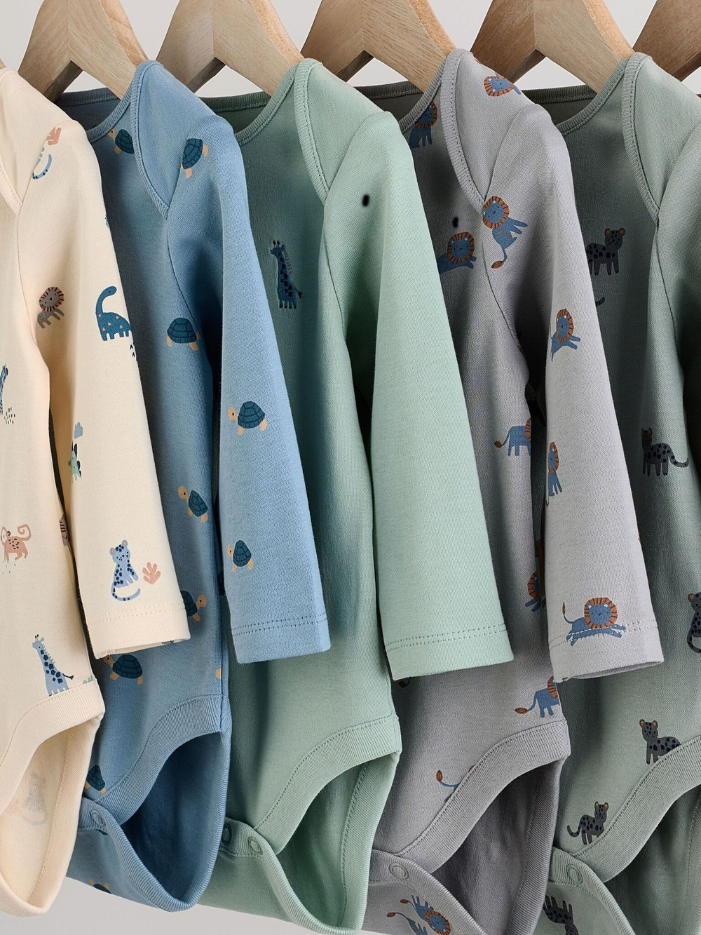 Боди с длинным рукавом для малышей Next N27-269, 7 шт., Молочный, Серый, Синий