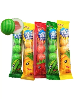 Жевательная резинка с начинкой клубника, ананас, арбуз