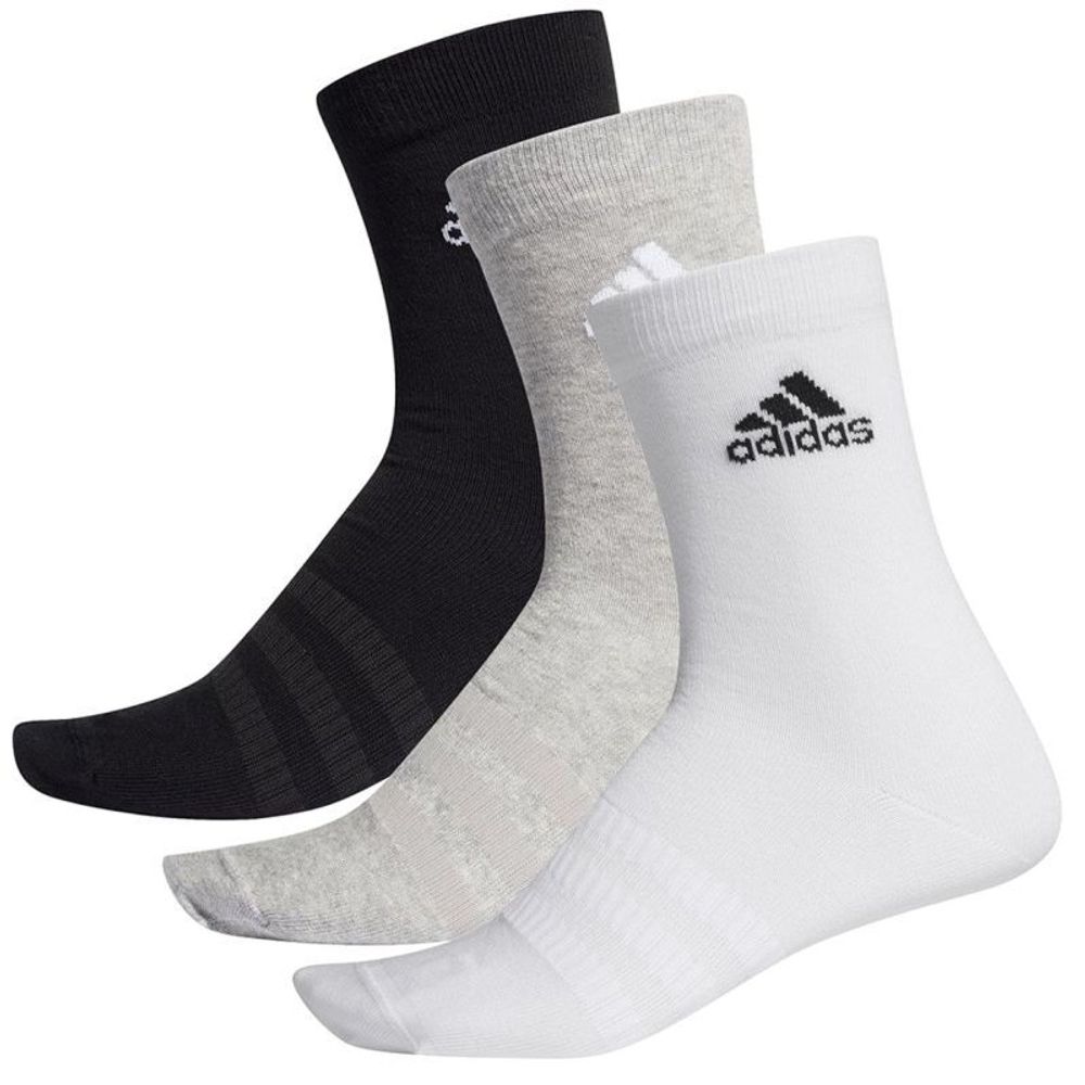 Теннисные носки Adidas Light Crew 3P - medium grey heather/white/black