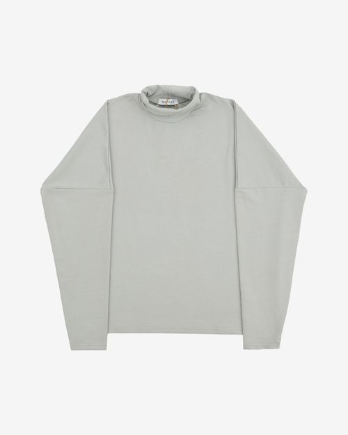Лонгслив One Two High Neck Logo Harbor Mist серый