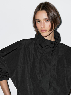 Massimo Dutti Стеганая куртка из высокотехнологичной ткани с высоким воротником, черный