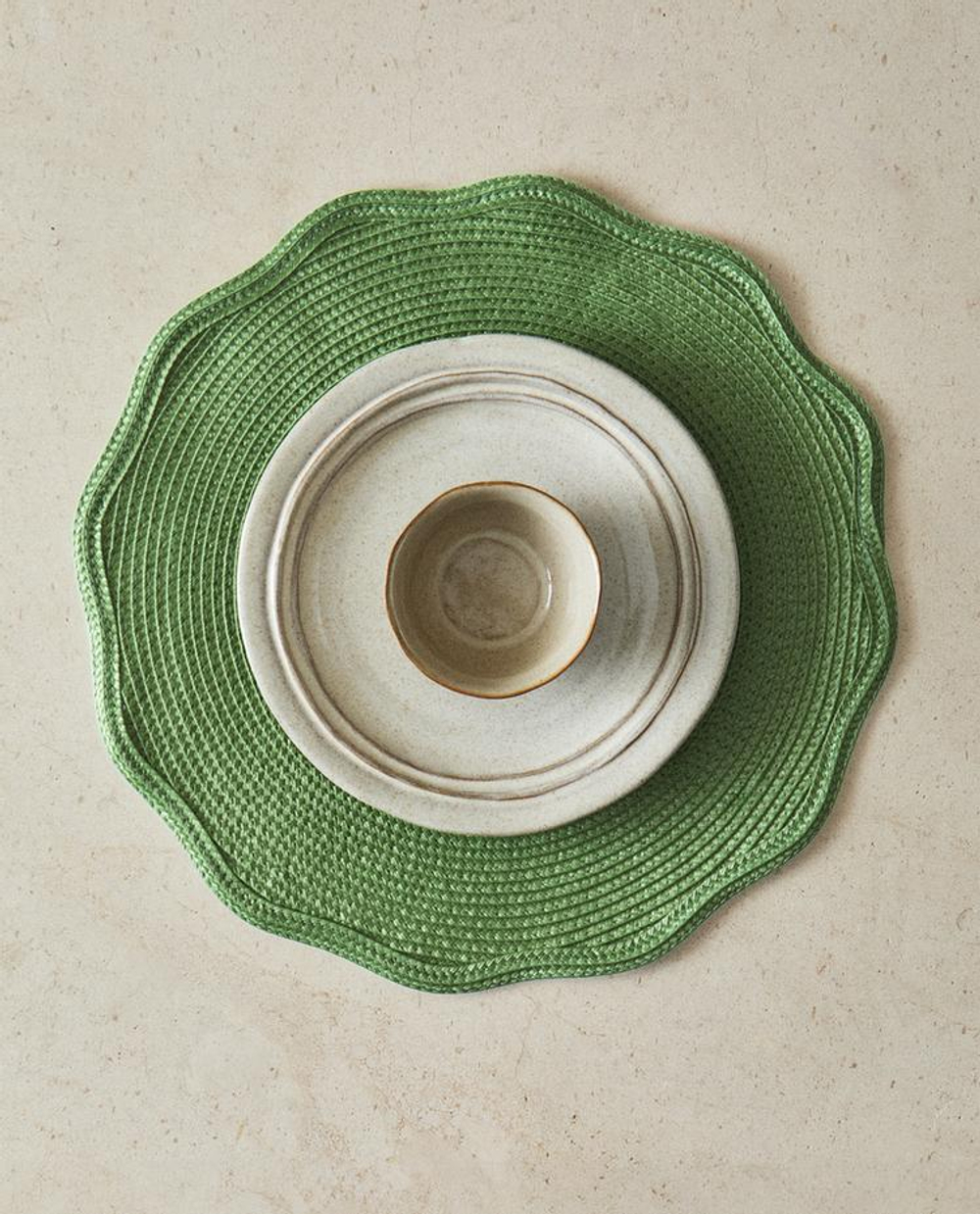 ZARA HOME ПОДСТАВКА ПОД СТОЛОВЫЕ ПРИБОРЫ С КРУЖЕВНЫМ УЗОРОМ (2 ШТ.), ЗЕЛЕНЫЙ