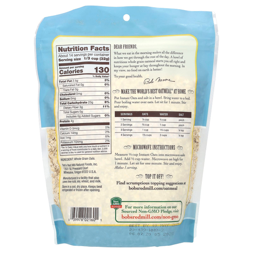 Bob's Red Mill, овсяные хлопья, цельнозерновые, 454 г (16 унций)