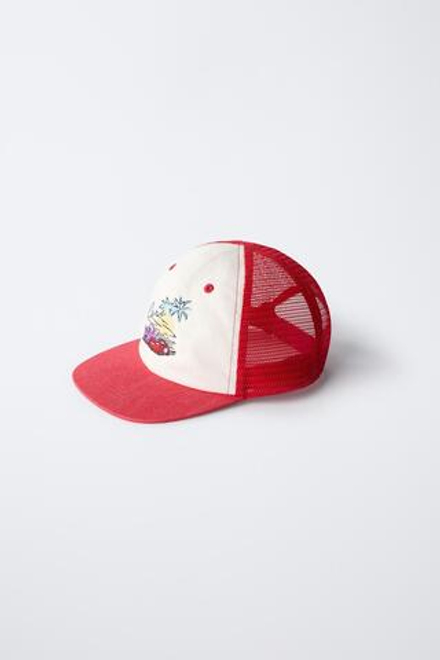 ZARA КЕПКА С СЕТЧАТОЙ ДЕТАЛЬЮ И ВЫШИВКОЙ СARS LIGHTNING MCQUEEN © DISNEY, КРАСНЫЙ