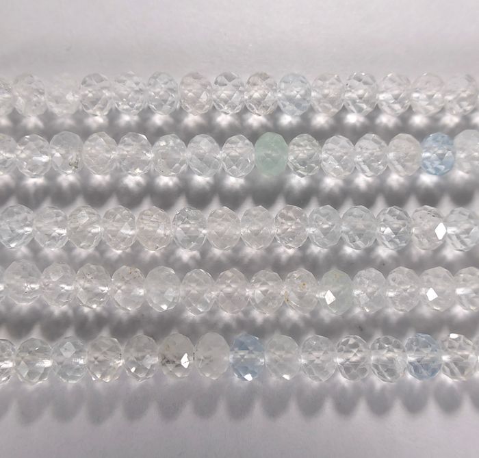Бусина из топаза бесцветного, фигурная, 4x6 мм (рондель, граненая)