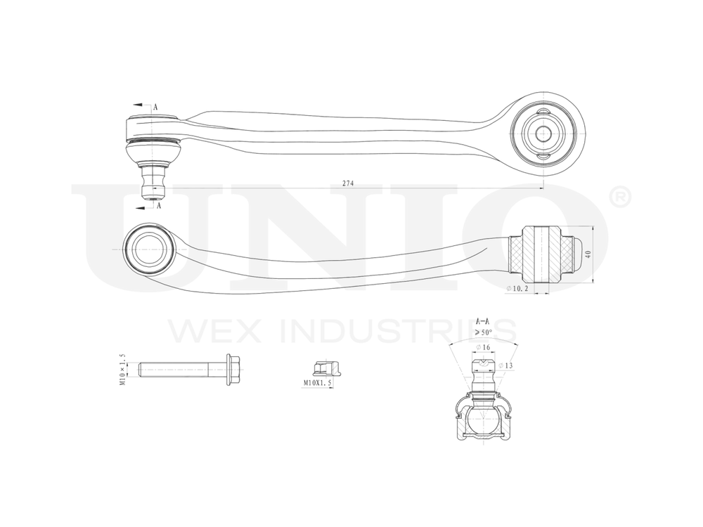 Рычаг подвески поперечный передний верхний правый UNIO SSP-40086