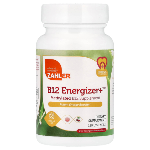 Zahler, B12 Energizer+™, натуральный вишневый вкус, 120 пастилок (5000 мкг в 1 пастилке)
