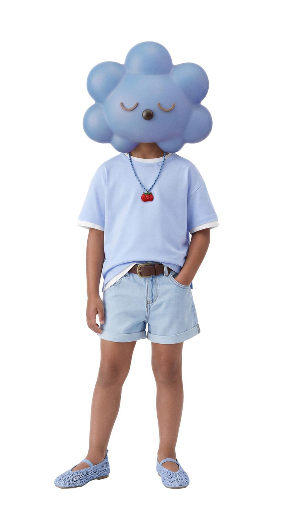 ZARA ДЖИНСОВЫЕ ШОРТЫ MOM FIT, ГОЛУБОЙ