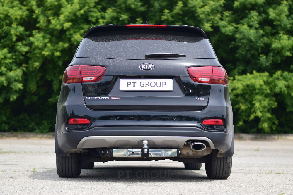 Фаркоп PT GROUP съемный квадрат, с нерж. накладкой для KIA Sorento Prime/HYUNDAI Santa Fe 2018-2020(паспорт и сертификат в комплекте)(без электрики) арт.HSF-18-991124.00