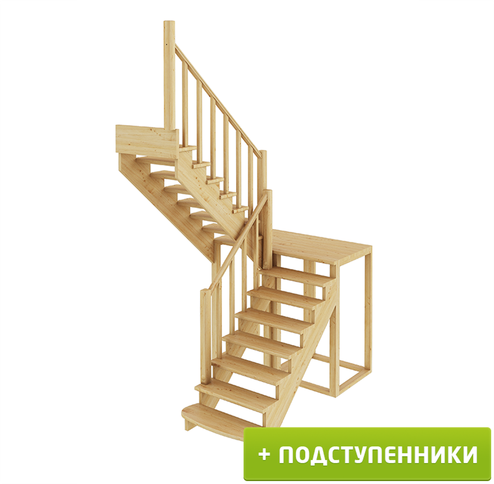 Лестница на второй этаж К-004м/1 Левая с подступенками