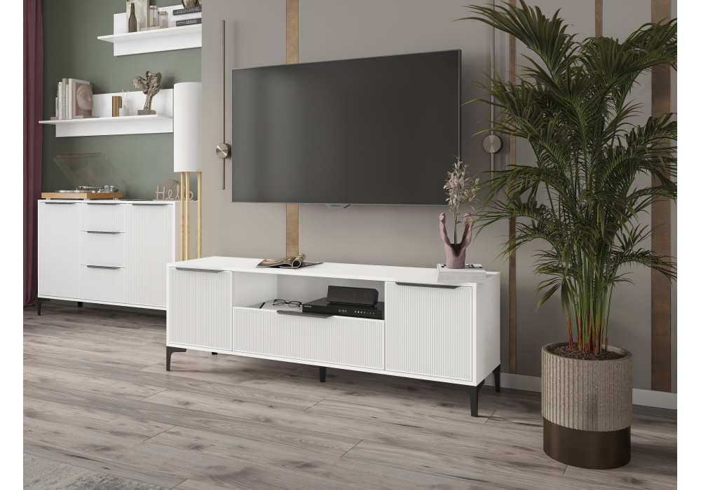 ТВ-тумба Woodville Иадама белый, белый глянец