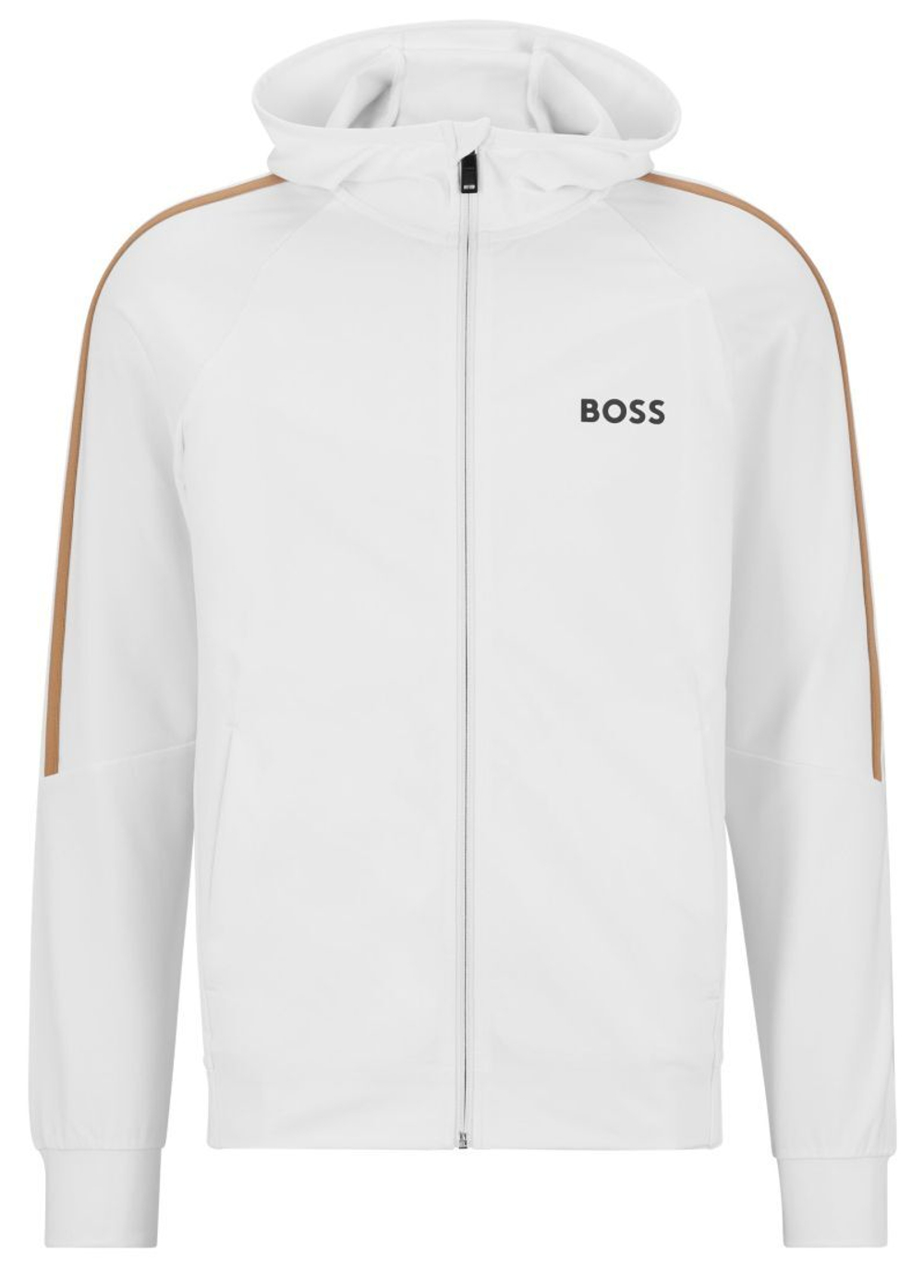Мужская теннисная кофта BOSS x Matteo Berrettini Zip-Up Hoodie In Active-Stretch Jersey With Logo - white