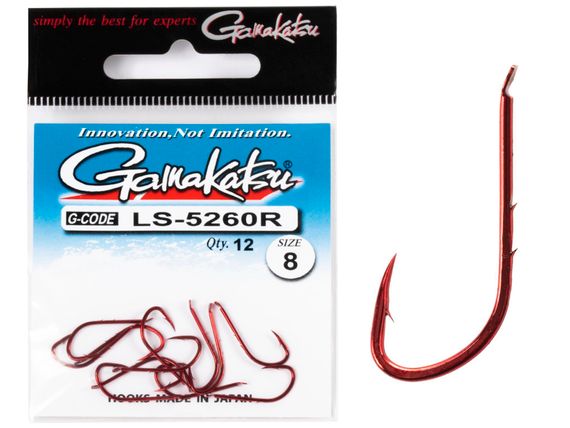 Крючки Gamakatsu LS-5260R NEW LABEL HOOKS RED разм. 08 12шт.