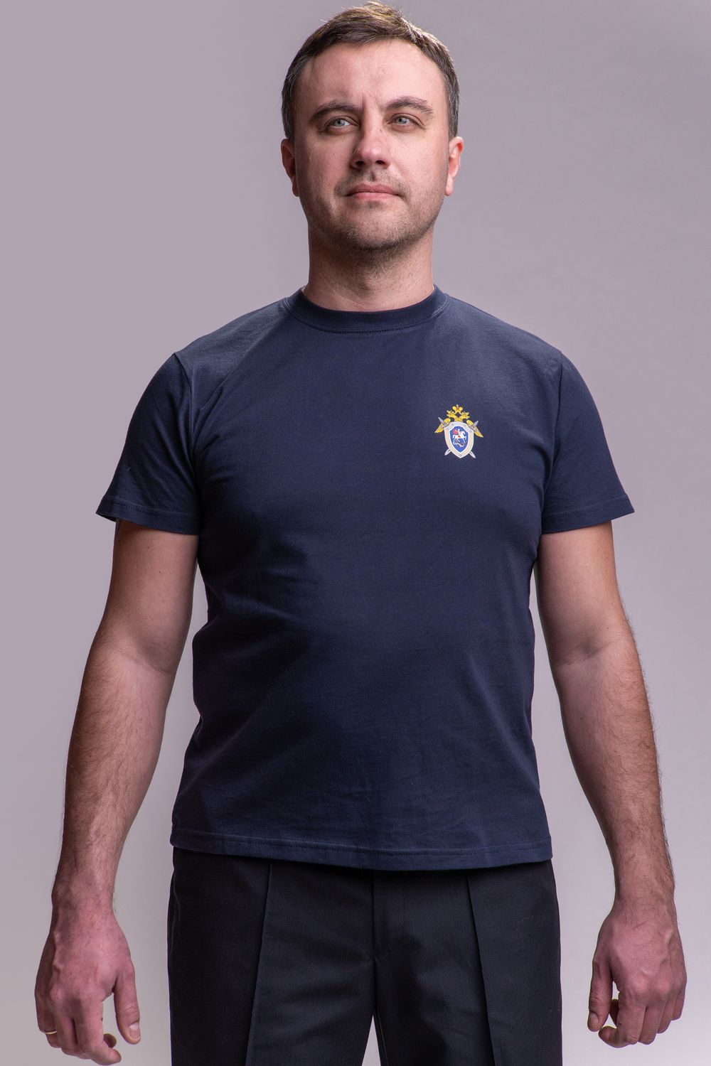 Футболка мужская СК  (термопечать, темно-синий)