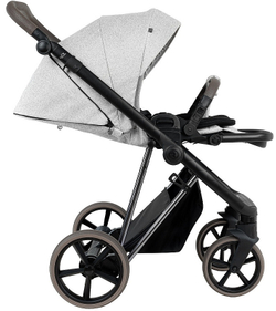 Детская коляска Roan Sol Vintage Luxury 2.0 3 в 1 с автокреслом Tutis Elo Lux EduSky Grey PIX/50/L Pixel/Light/Black/руч.Cappuccino