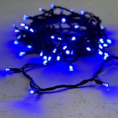 Светодиодная гирлянда с колпачком 75 синих LED ламп 10 м., 24В., черный каучуковый провод, IP65, LTC (LL75-1-1B)
