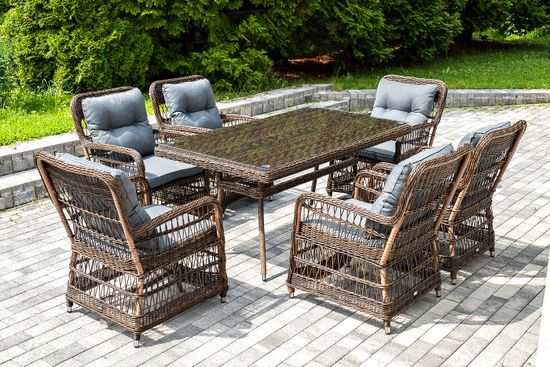 "Цесена" обеденная группа плетеная из искусственного ротанга, цвет коричневый