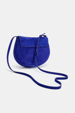 ZARA КОЖАНАЯ СУМКА ЧЕРЕЗ ПЛЕЧО, СИНИЙ