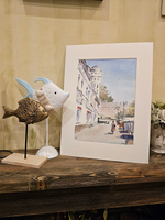 Картина авторская акварельная в паспарту 30х40 см на стену для интерьера "Климентовский переулок"