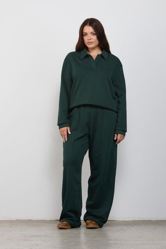 Брюки из футера с кулисками, темно-зеленый