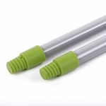 Совок для мусора + щетка, рукоятки 80 см с резьбой, пластик, зелено-белый, "ЛЕНИВКА", ЛЮБАША, 603616