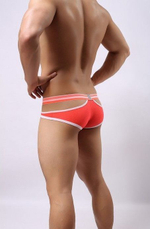 Оранжевые мужские трусы-брифы с вырезами и леопардовым рисунком (Размер: L) (Цвет: оранжевый)