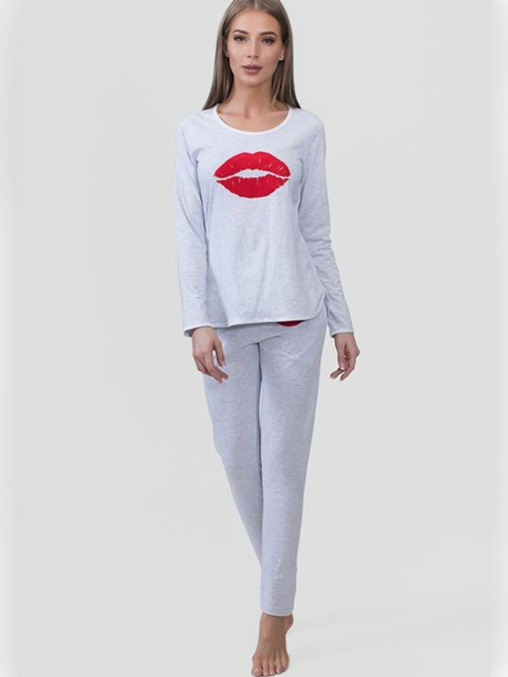 Уютный женский домашний комплект с губками (Размер: M) (Цвет: серый)