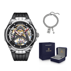 STARKING Limited Collaboration Spece X Trendy Automatic Mechanical Movement Silicone Strap Watch Men"s Watches