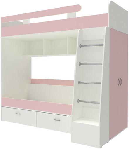 Двухъярусная кровать КарИВи Юниор 6 Белый  Розовый