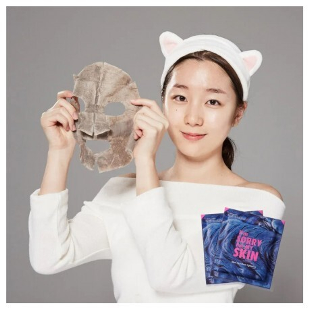 I'm Sorry For My Skin Маска для лица тканевая с черной глиной - Black mud mask-tightening, 18мл, шт