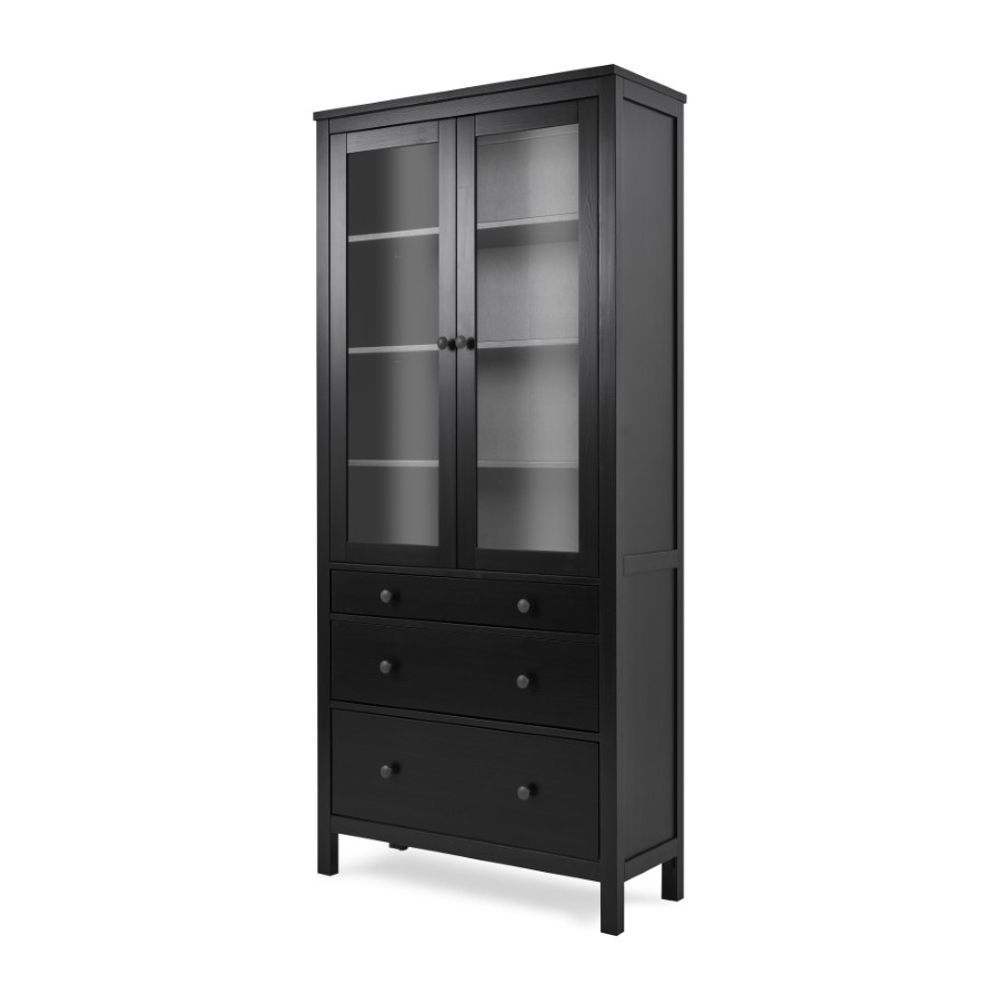 Шкаф-витрина Хемнэс Hemnes/Кымор, 3 ящика, 90х198х37 см, черный