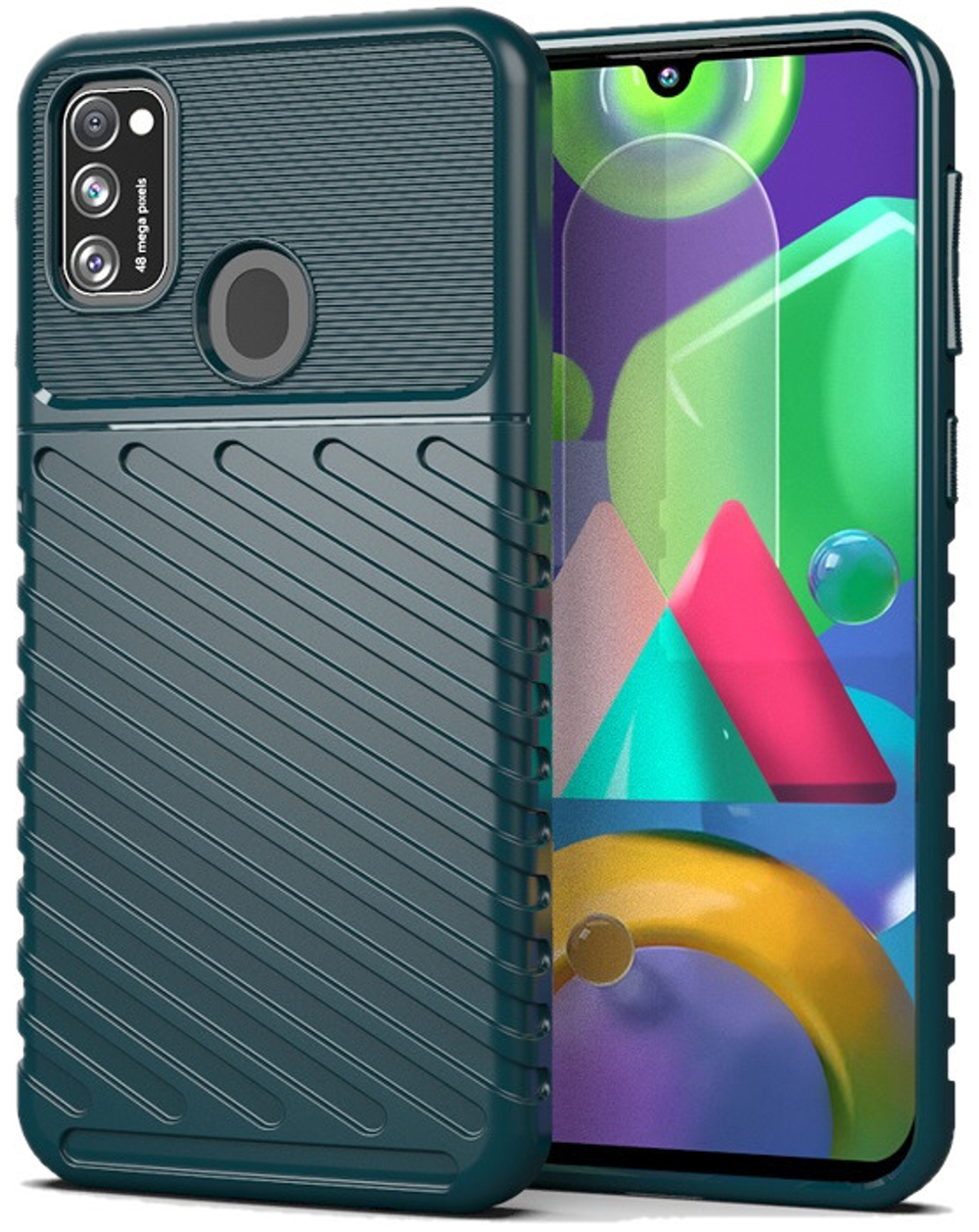 Защитный темно зеленый чехол для Samsung Galaxy M21, серии Onyx от Caseport